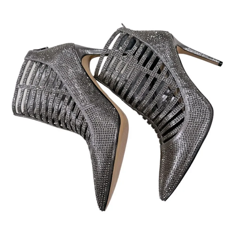 INC International Concepts Women’s Kacela Caged Pumps in the Size 8M in Pewter